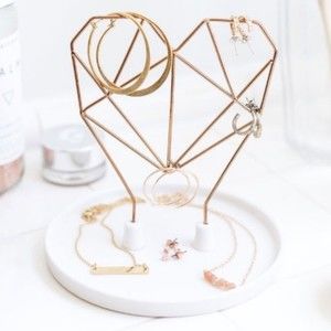 Imm Coxet Porcelain and Wire Heart Jewelry Holder Trinket Dish White Rose Gold